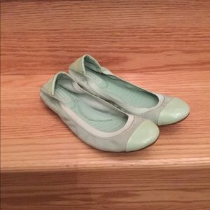 🌸COACH Wenda Sig C Mint Aqua Leather Ballet Flats